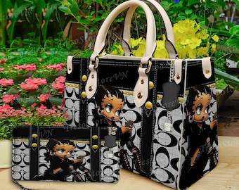 Bolso de cuero para mujer con dibujos animados de Betty Boop, bolso para amantes de Betty Boop, bolso de cuero personalizado, bolso personalizado, regalo para mamá, regalo para ella.