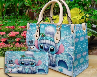 Bolso de cuero personalizado con Stitch para Navidad, bolso de mujer con Stitch, bolso para amantes de Stitch, bolso de cuero personalizado, bolso cruzado para mujer