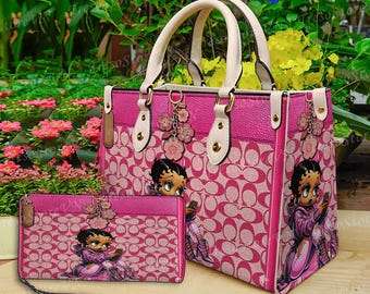 Bolso de cuero para mujer con dibujos animados de Betty Boop, bolso para amantes de Betty Boop, bolso de cuero personalizado, bolso personalizado, regalo para mamá, regalo para ella.
