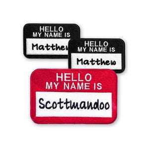 Custom Embroidered Name Patch, Personalized Iron-On Name Tag Badge, Backpack Hat Jacket Uniform Applique