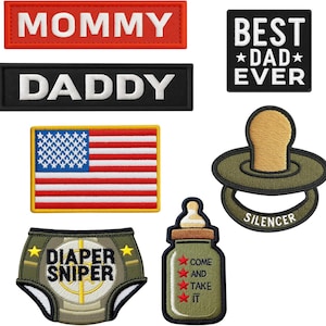 Mommy Daddy Diaper Sniper Patches | Morale Embroidery Applique Set