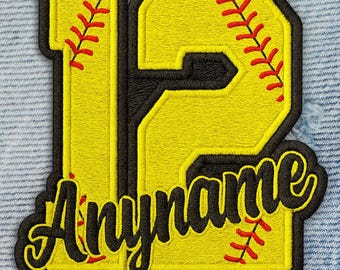 Custom Softball Baseball Name Patch, Personalized Player Number Embroidered Iron On Applique for Backpack Jacket Hat Uniform