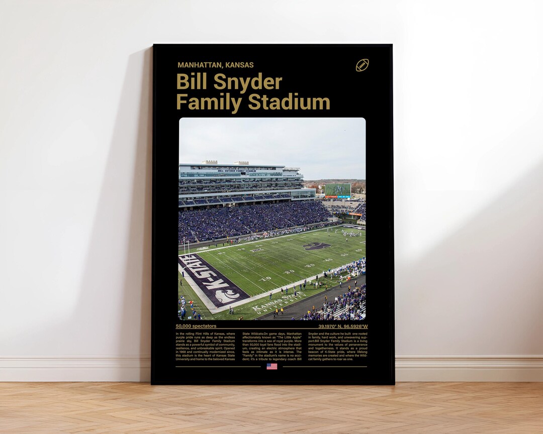 Bill Snyder Family Stadium Poster, Kansas State Wildcats Stadium Print