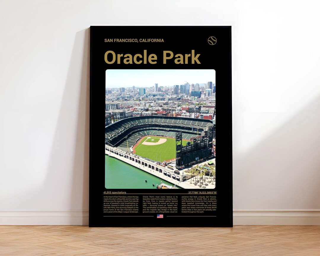 Oracle Park Poster, San Francisco Giants Stadium Print, Giants Baseball ...