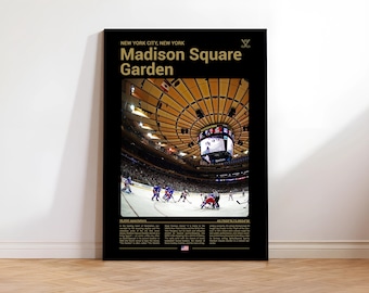 Madison Square Garden Hockey Print, Mid Century Modern Sports Art (Digital Download)