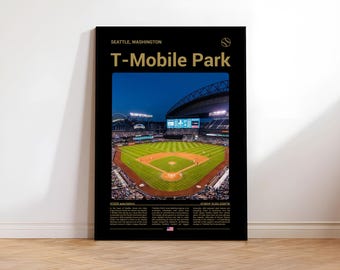 T-Mobile Park Seattle Baseball Print | Washington Mid Century Wall Art Modern Poster(Digital Download)