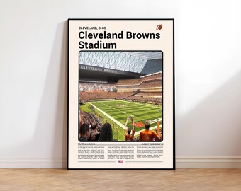 Cleveland Browns Stadium Print | Ohio Modern Football Wall Art Mid-Century Poster(Digital Download)