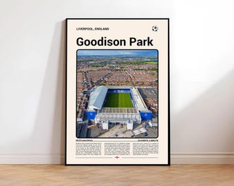 Goodison Park Liverpool Print | England Football Mid-Century Modern Wall Art Poster(Digital Download)
