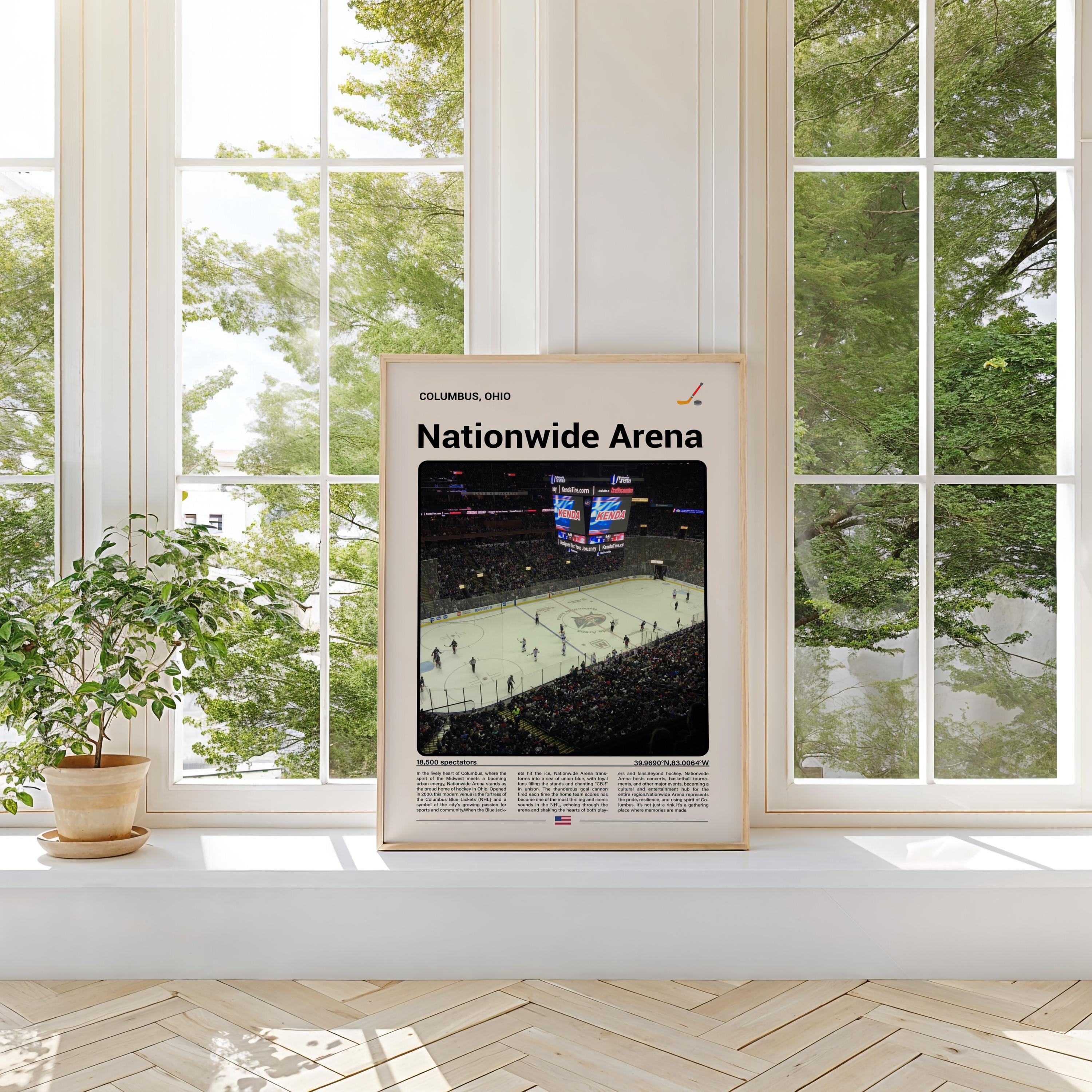 Nationwide Arena Columbus Print | Ohio Hockey Mid-century Modern