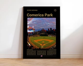 Detroit Tigers Stadium Print, Comerica Park Poster, Tigers Baseball Wall Art, MLB Stadium Photo, Michigan Sports Gifts