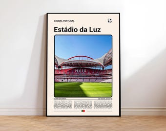 Estadio da Luz, Football Print, Bedroom Lisbon Picture, Portugal Sports Poster