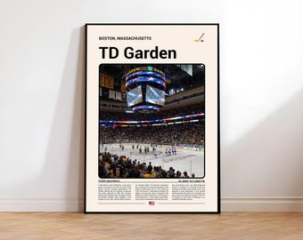 TD Garden Boston Print |  Massachusetts Hockey Modern Mid-Century Wall Art Poster(Digital Download)