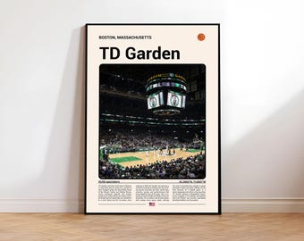 TD Garden Boston Print |  Massachusetts Basketball Mid-Century Wall Art Poster(Digital Download)