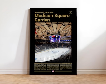 Madison Square Garden Print, New York Rangers Hockey, Mid Century Modern Poster (Digital Download)