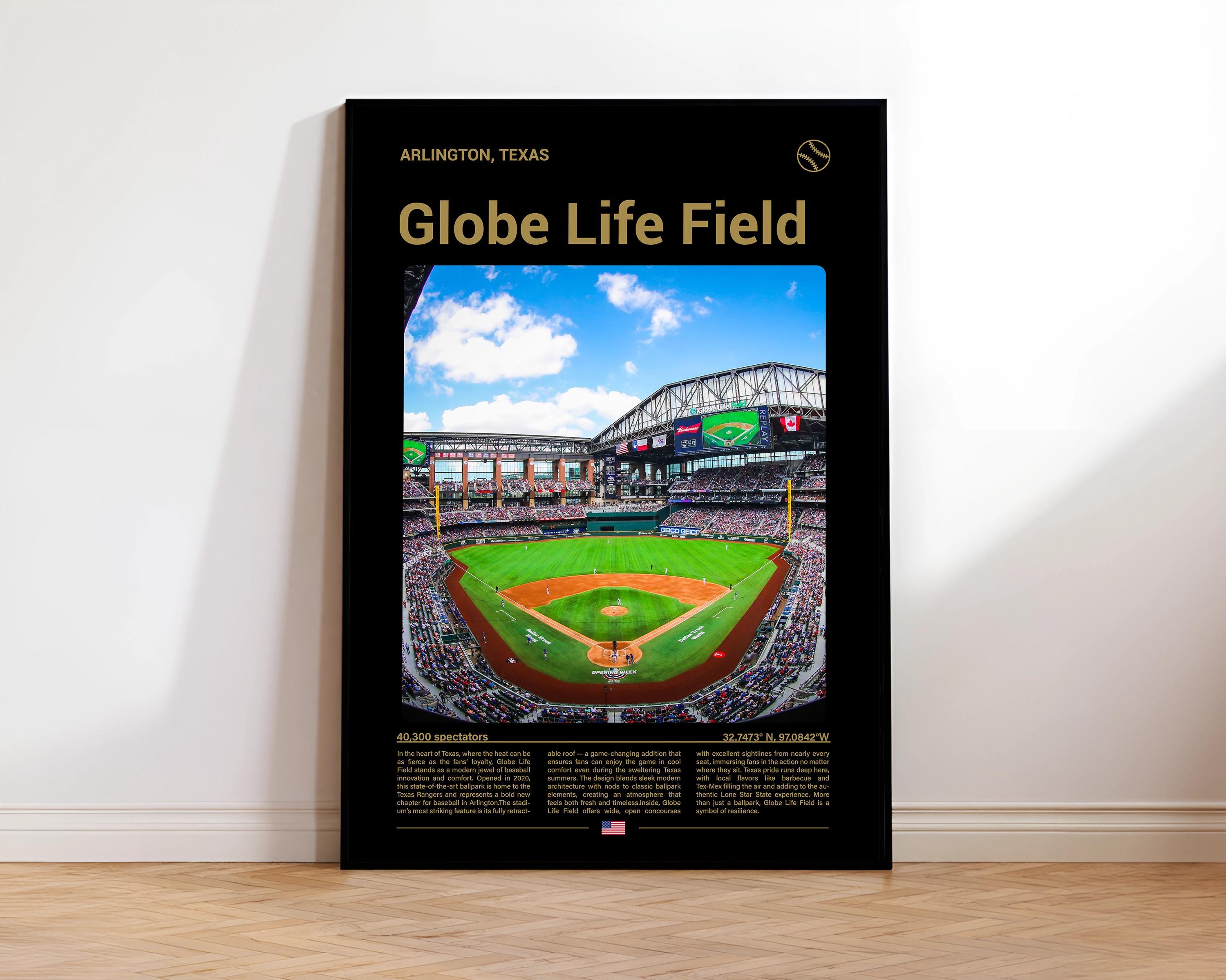 Globe Life Field Arlington Print | Texas Baseball Mid-century Wall
