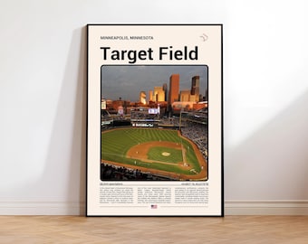 Target Field Minneapolis print | Muurposter met honkbalthema uit het midden van de 20e eeuw (digitale download)