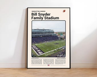 Bill Snyder Family Stadium Print, Kansas State Wildcats Poster, K-State Football Wall Art, College Stadium Gifts