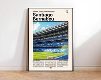 Santiago Bernabeu, stampa di calcio, immagine per la decorazione della casa, regalo da parete per l'ufficio, download digitale