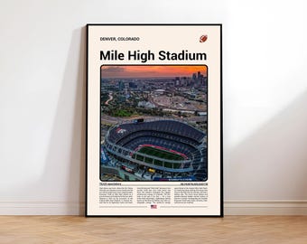 Mile High Stadium Denver Print | Colorado Modern Football Mid-Century Wall Art Poster (Digital Download)