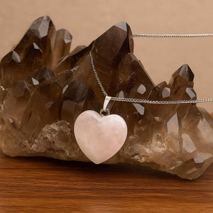 Rose Quartz Heart Pendant Necklace - Delicate Pink Gemstone Jewelry