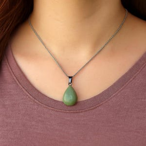 Aventurine Necklace - Green Gemstone Teardrop Pendant