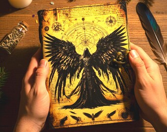 Leather Journal, Book of Shadows, Dark Angel – Handmade Gothic Grimoire, Fallen Angel, Witchcraft Spellbook