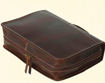 Personalized Buffalo Leather Bible Cover | Zippered Case | Scripture Cover | Handmade Christian Gift