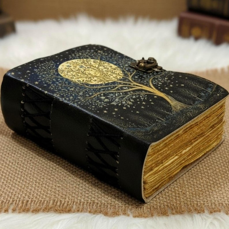Tree of Life Leather Journal – Handmade Celtic Grimoire, Wiccan Book of ...