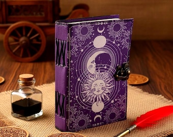 Sun & Moon Leather Journal: Wiccan Book of Shadows Grimoire