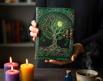 Tree of Life Leather Journal – Book of Shadows, Handmade Celtic Grimoire, Writing Notebook, Gothicjournal