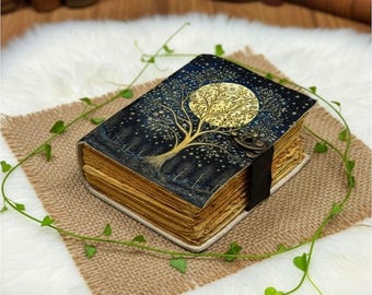 Diario de cuero Árbol de la Vida: Grimorio celta hecho a mano, Libro de las Sombras Wiccan, Dones Celestiales