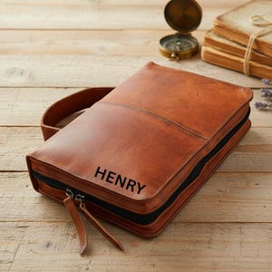 Personalized Full-Grain Leather Bible Cover | Zippered Case | Scripture Cover | Handmade Christian Gift