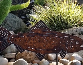 Father's Day Gift Dad  Metal Art  Fishing Floatin' Trout Outdoor Metal Art Sports