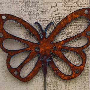 Butterfly Garden Stake Rusty Metal Art Garden Decor