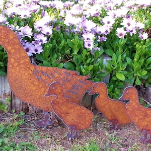 Duck Family Rusty Metal Garden Art Hand cut