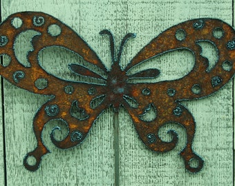 Butterfly Garden Stake Rusty Metal Art Garden Decor