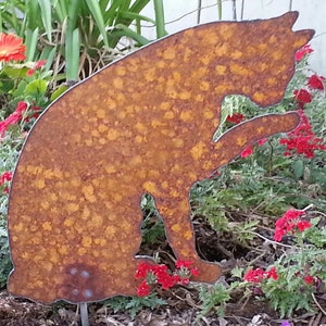 Metal Cat Licking/Cat Silhouette/Metal Art/Garden Decor/Rusty Yard Art/Hand Cut Plasma Metal Garden Art