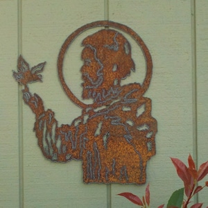 St. Francis Rusty Metal Garden Art Pope