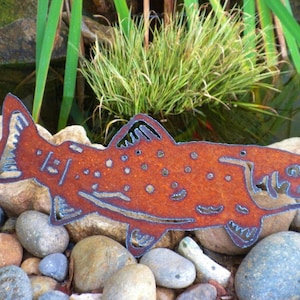 Metal Trout Swimming Father's Day Gift Outdoor Fish Pond Garden Metal Art