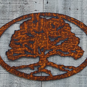 Oak Tree Rusty Metal Wall Art - Etsy