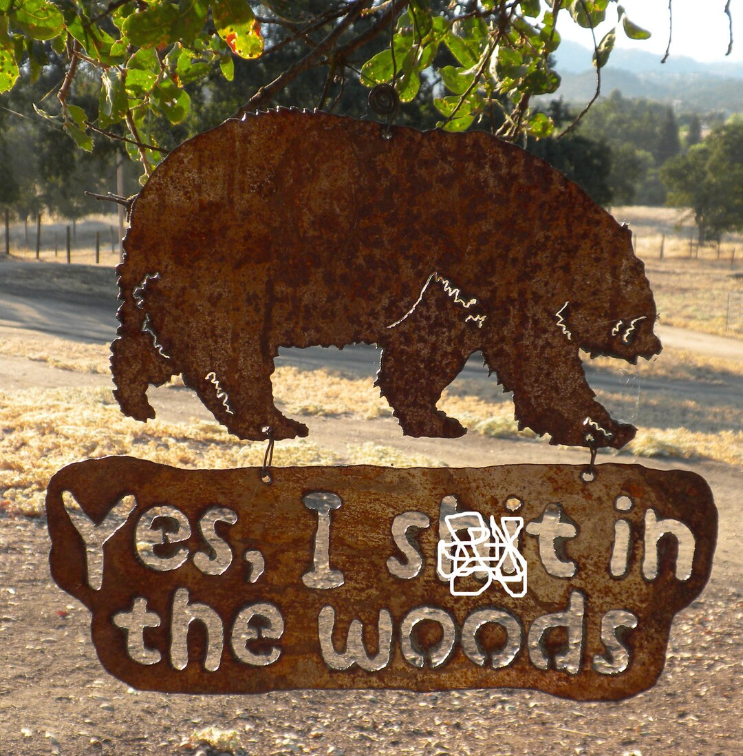 Bear in the Woods Hanging Metal Art Sign Fathers Day - Etsy