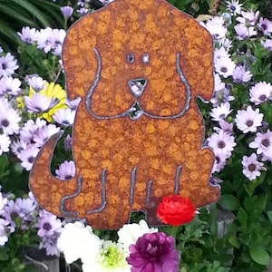 Dog silhouette Metal Art Garden Decor Rusty Yard Art Hand Cut Plasma Metal Garden Art