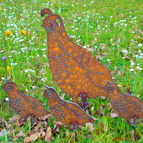 Quail Family metal Quail quail Artyard Etsy