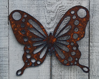 Butterfly Garden Stake Rusty Metal Art Garden Decor