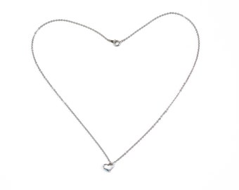 Delicate Sterling Silver Chain with Tiny Open Heart Turquoise Pendant