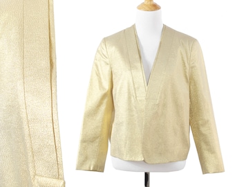 Rachel Comey Gold Metallic Lurex Cropped Tuxedo Blazer Jacket