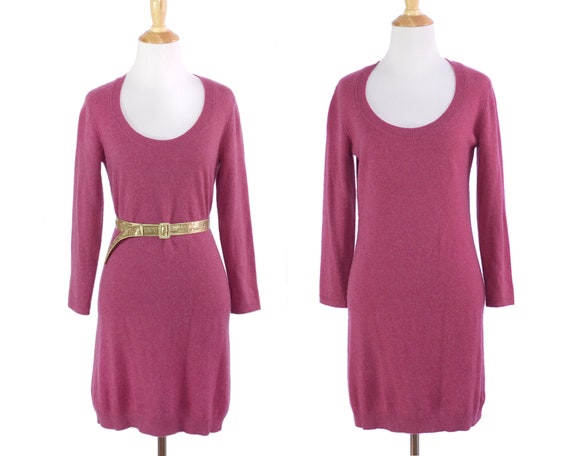 Hot Pink Cashmere Mini Cashmere Sweater Dress