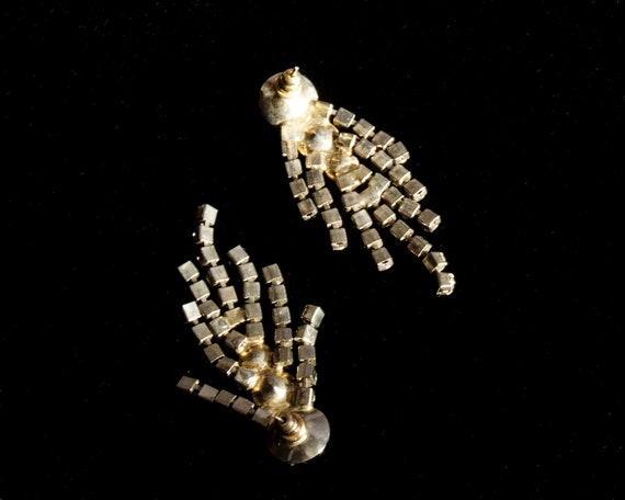 Rhinestone Fringe Drop Dangle Earrings with Rivol… - image 6