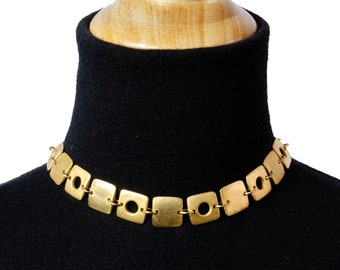 Marc Labat Chunky Gold Geometric Square Chain Choker Necklace