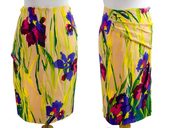 Blumarine Abstracted Floral Print Silk Mini Skirt - image 2